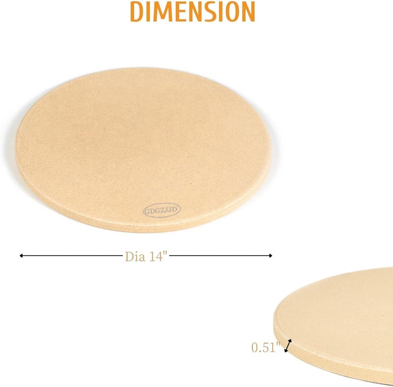 GDGZJJD Large Pizza Stone Round 14", Heavy Duty Cooking Stone for Grill, Baking Pizza Stone for bread, Ideal for Grilling Baking Several Sizes of Pizzas - Image 1
